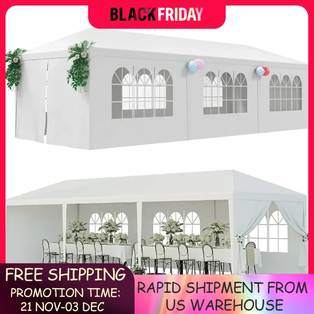 Outdoor Canopy Tent Patio Camping Gazebo Shelter Pavilion 10'x30' Cater Party Wedding BBQ Events Tent Removable Sidewalls