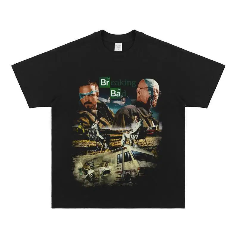 

Breaking Bad Movie Short-sleeved American Crew Neck Casual T-shirt Vintage Heavy Men's and Women's Cotton Printed T-shirt