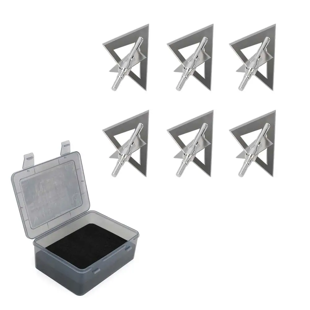 

6pcs Hunting Arrowheads Steel 4 Blade Broadheads Universal Thread Archery Arrow Tips with Box for Outdoor Bow Hunting Target