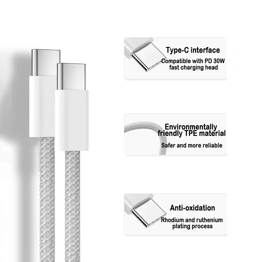 Cable de datos de carga rápida para móvil, Cable de transferencia de datos de 240W PD USB-C a tipo C para Samsung iPhon 15, Pad MacBook Pro, Huawei