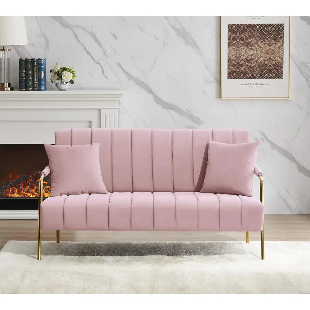 Modern Upholstered Velvet Loveseat Sofa: 60