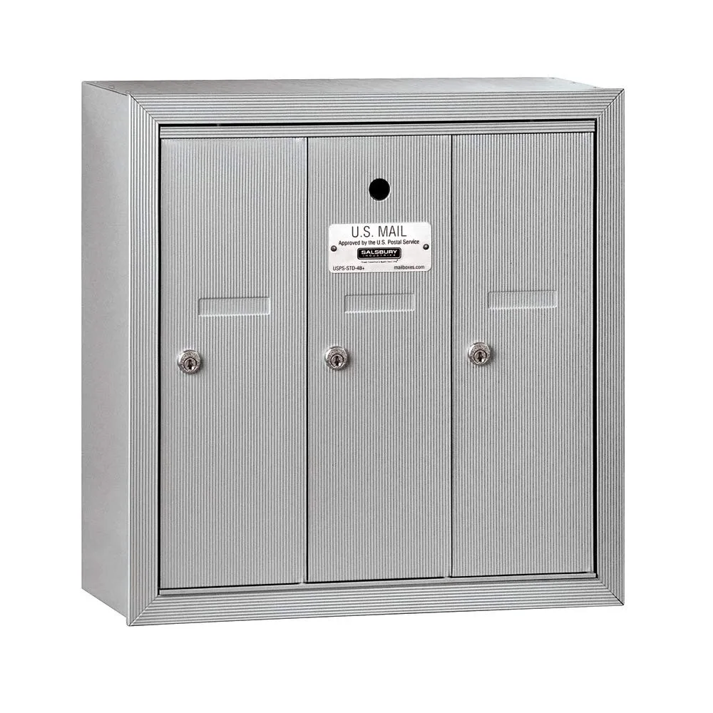 

3503ASU Surface Mounted Vertical Mailbox with 3 Doors and USPS Access, Aluminum, Customized