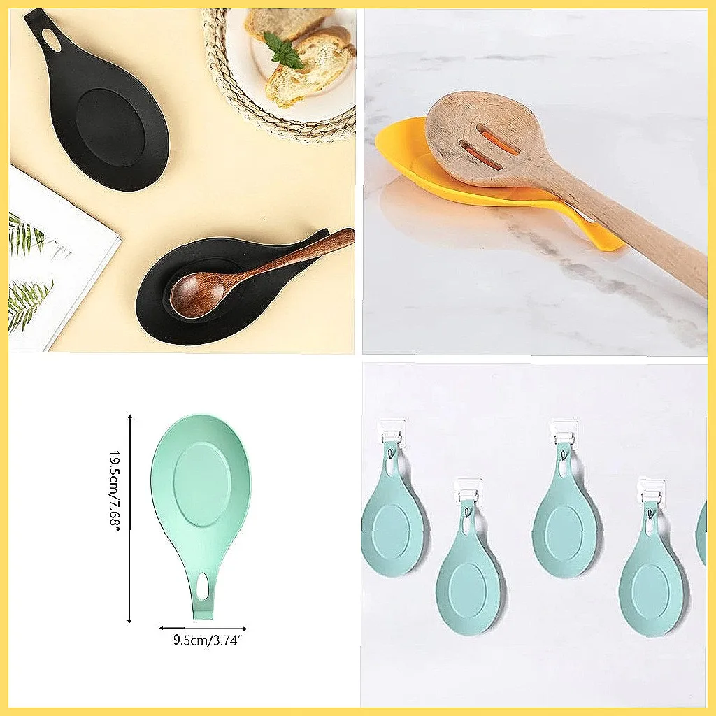 Heat Resistant Silicone Spoon Rest & Utensil Holder, Non-Slip Kitchen Countertop Organizer Tray