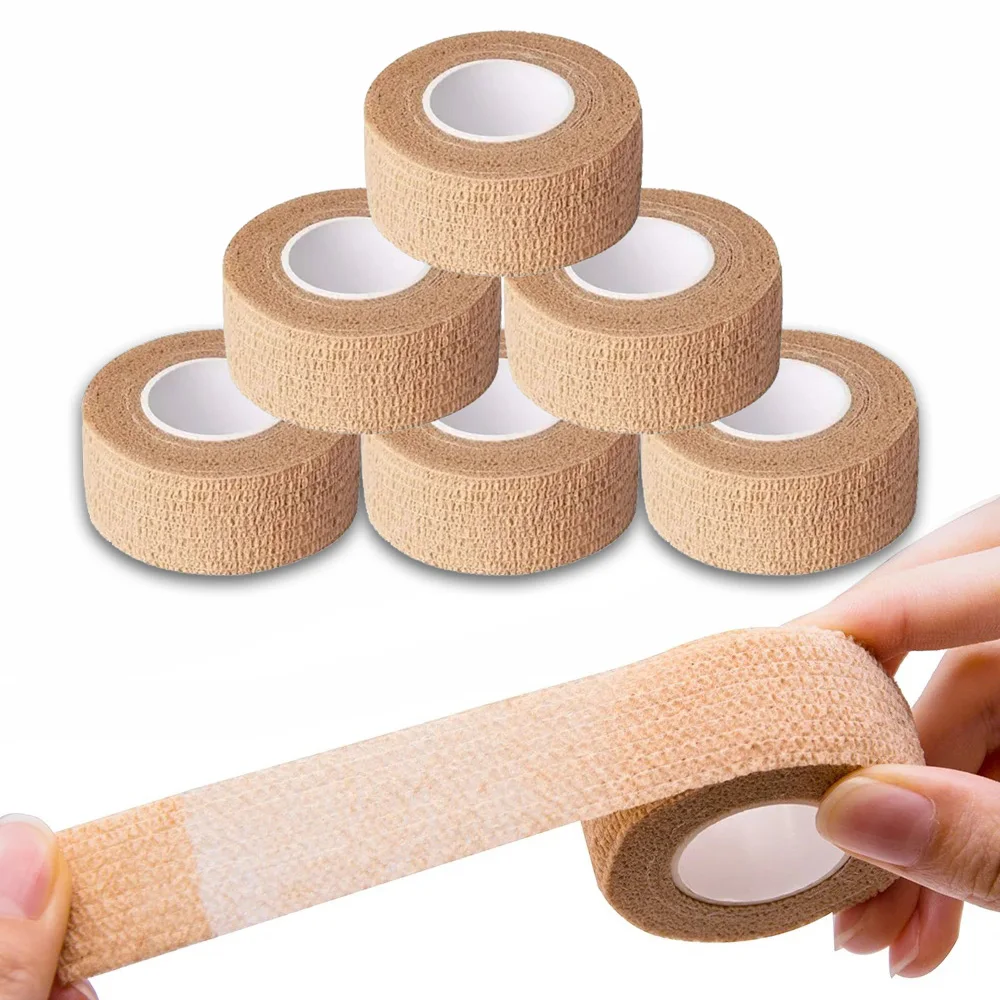 

6PC Self Adhesive Bandage Sport Tape Cohesive Bandage 2.5CM Pain Care Waterproof Non Woven Exercise Sports Tape Finger Wrap Tape