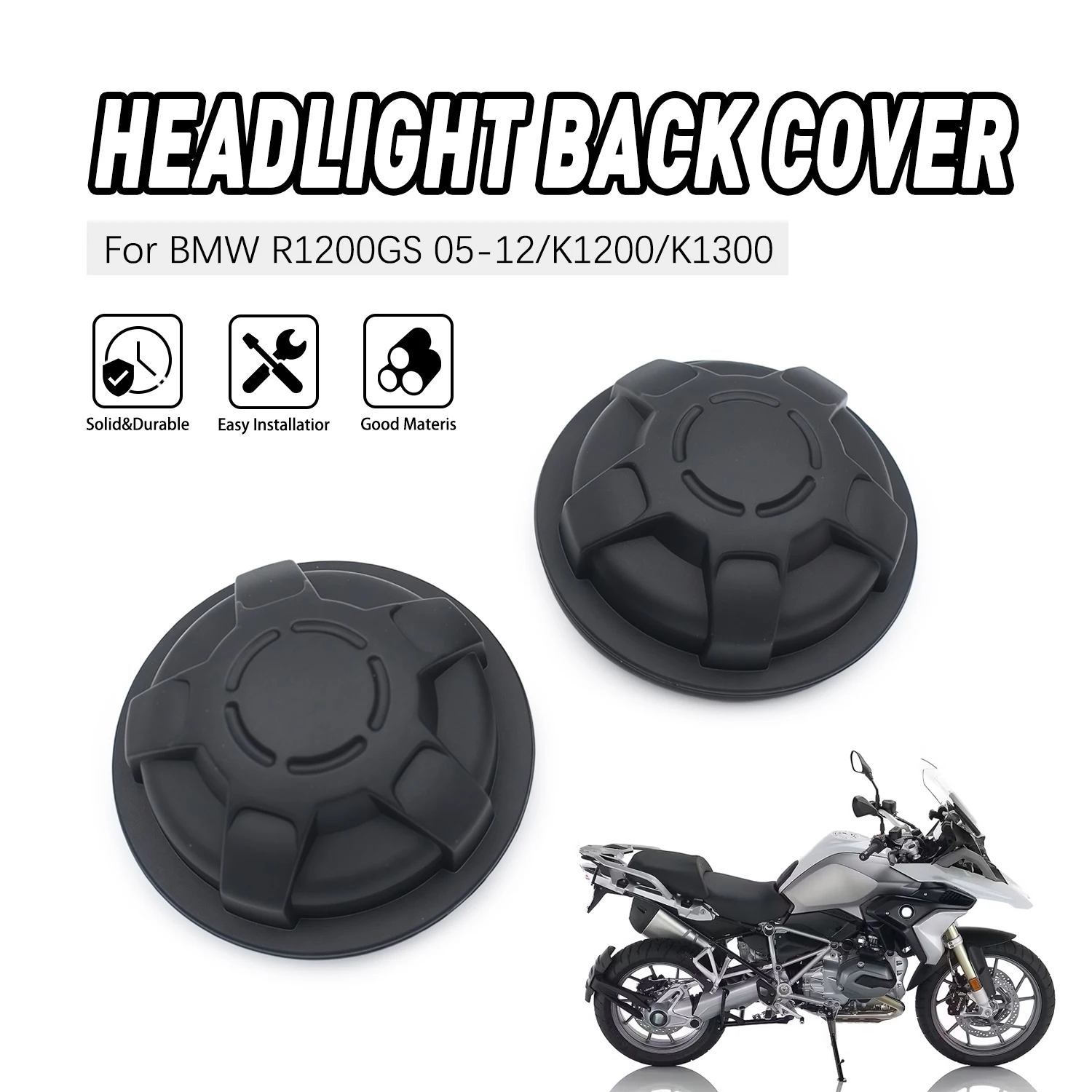 Headlight Back Cover For BMW R1200GS 2005-2012 K1200 K1300 K1200GS K1200R 05840594 K1300R 05180519  Waterproof Black Cover