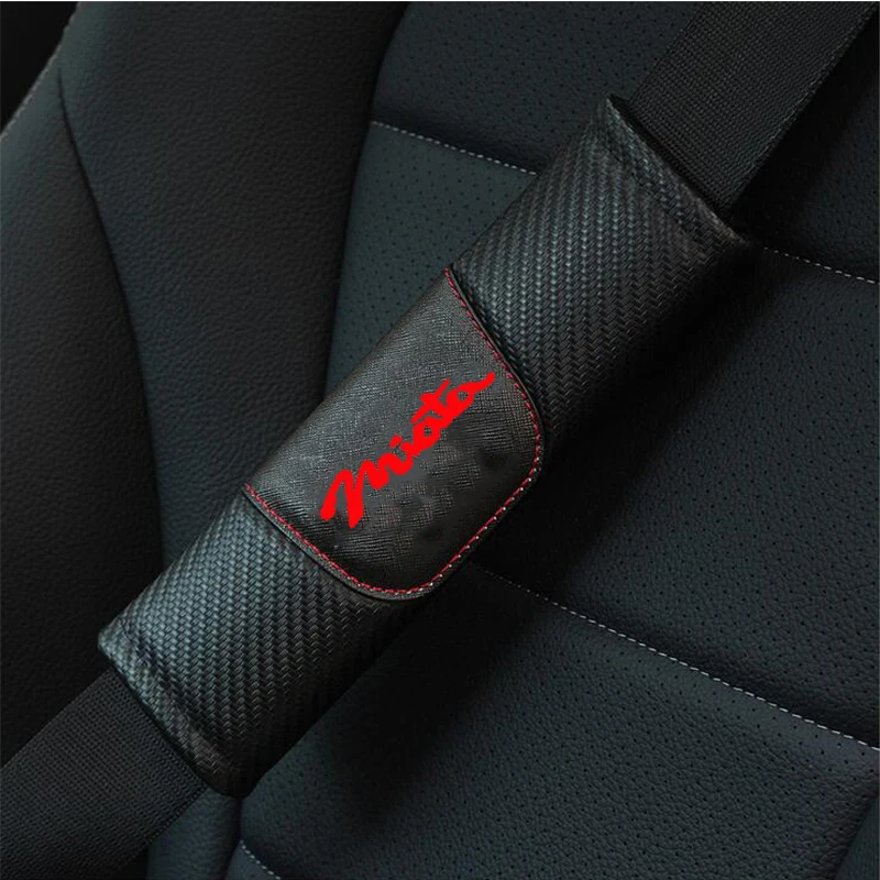 For Mazda Miata 2pcs Fashion Carbon Car Seat Belt Cover Fiber Leather Car Seat Belt Shoulder Pad Car Accessories Car Styling