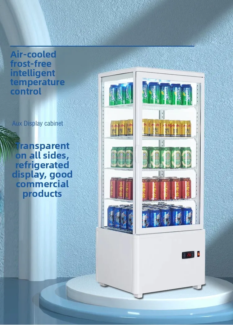 

commercial vertical refrigerated display cabinet four-sided transparent glass cake cabinet beverage cabinet