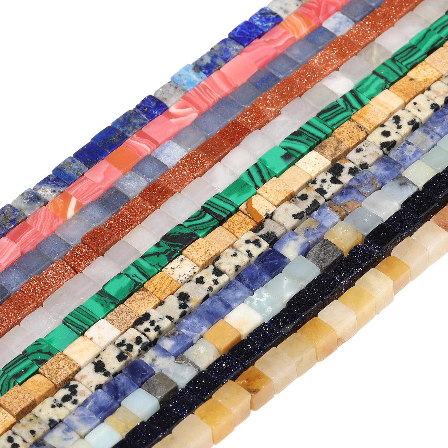 4mm Square Cube Shape Beads Natural Lapis Lazuli Amazonite Purple Agate Stone Beads for Jewelry Making Diy Bracelet Accessories
