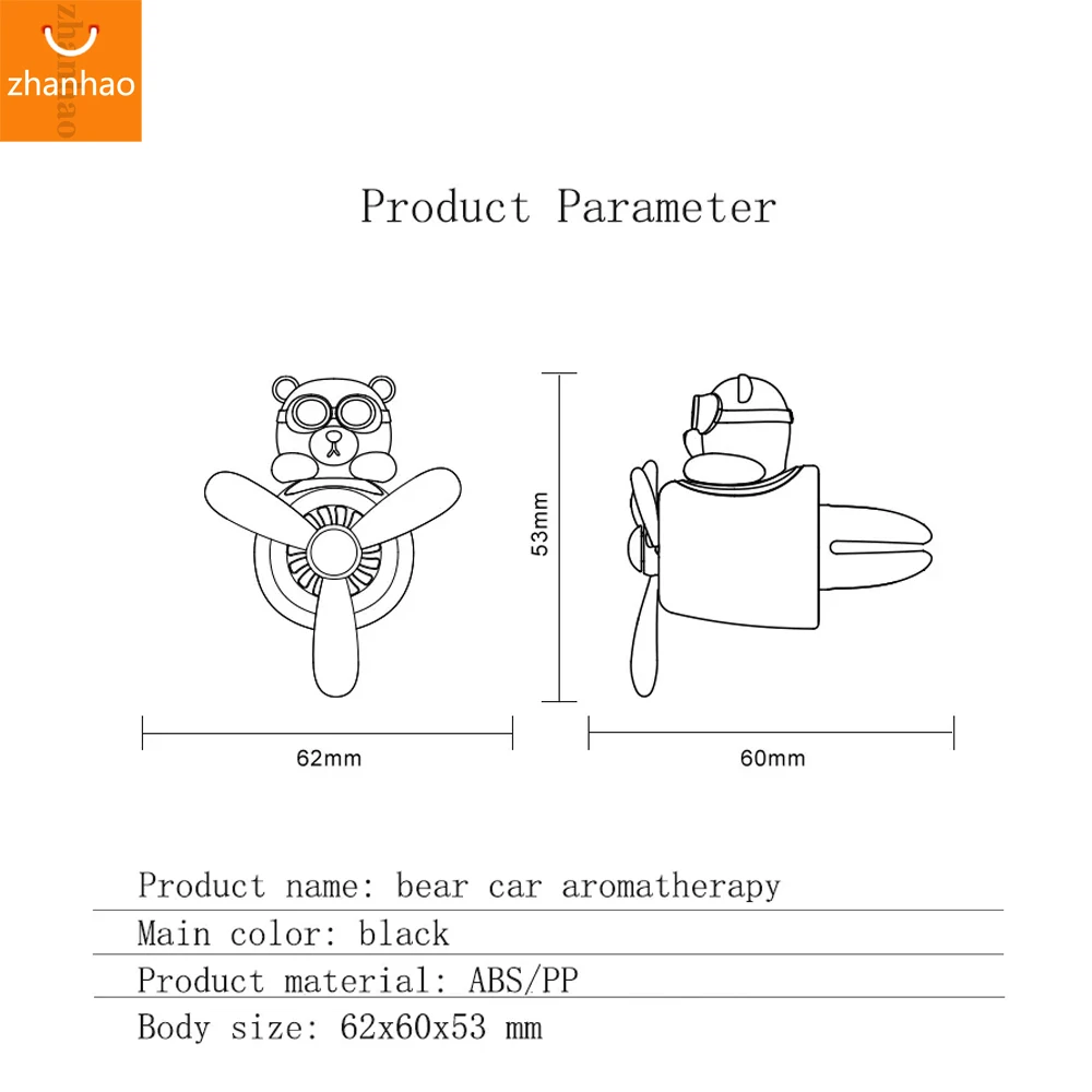 72 km voiture désodorisant Bear pilote hélice Bulldog Air Outlet Fragrance Car intérieur accessoires parfum Bear Désodorisant de voiture diffuseur