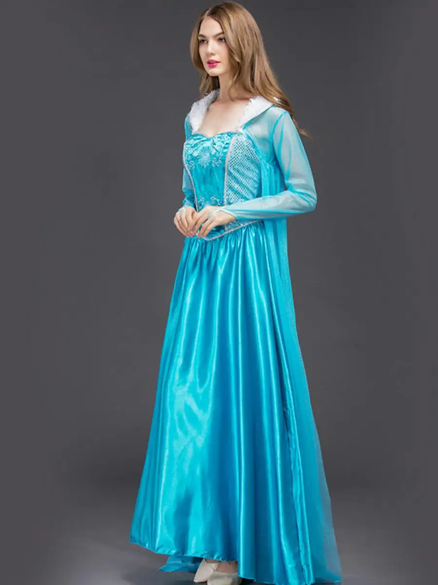 エルサ プリンセスドレス 大人用 ハロウィン コスプレ ステージパフォーマンスコスチューム アイスプリンセス衣装 ポリエステル トリアセテート繊維 夏 2024