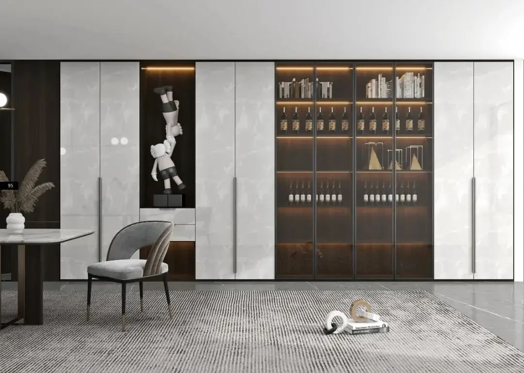 أثاث فاخر لغرفة المعيشة المنزلية خزانة مشروبات مخصصة مع خزانة عرض زجاجية من الفولاذ المقاوم للصدأ #2