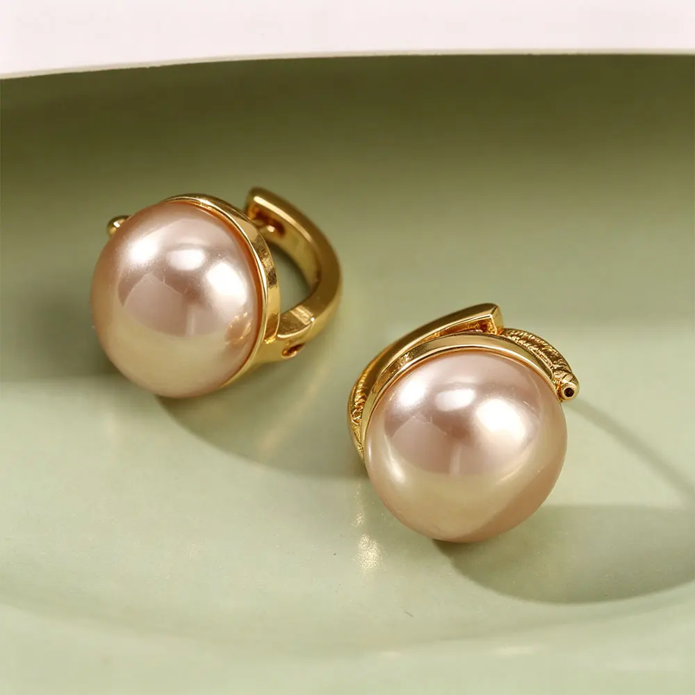 

French Imitation Pearl Circel Earring Small Round Hoop Earrings For Women New Design Texture Earrings Jewelry Elegant Gift