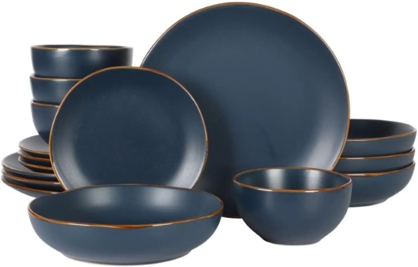 

Hazeltine 16 Piece Plates and Bowls Dishes Stoneware Ceramic Dinnerware Set - Navy Blue