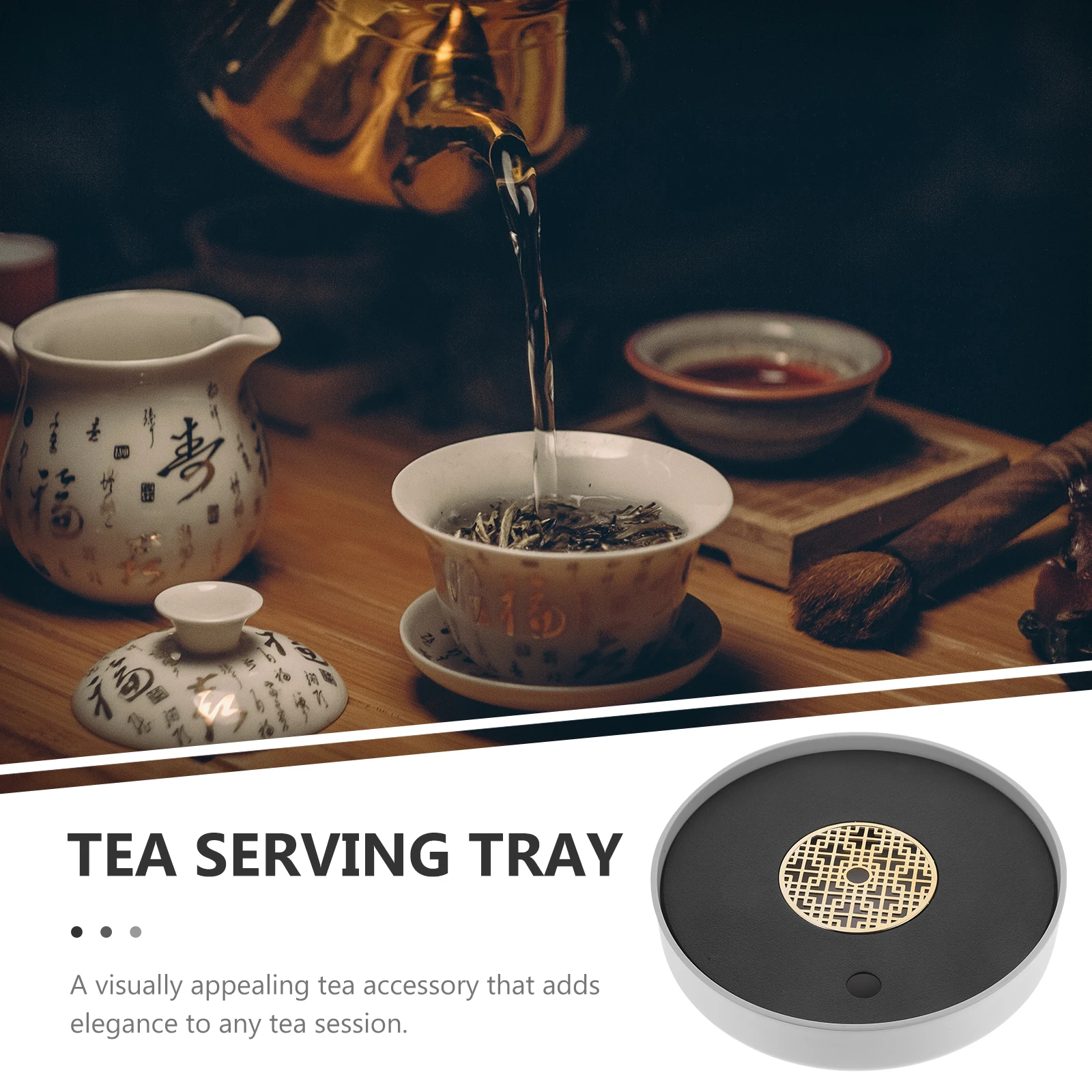 

Creative 26Cm Plastic Serving Tray Hollow Design Double Layer Drain Tea Cup Tray For Home Office Tea Set Accessory