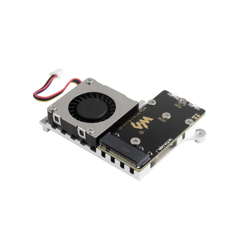 PCIe To M.2 Adapter Board (E) For Raspberry Pi 5, With Cooling Fan, Compatible With 2242 / 2230 Size NVMe Protocol M.2 SSD view 2