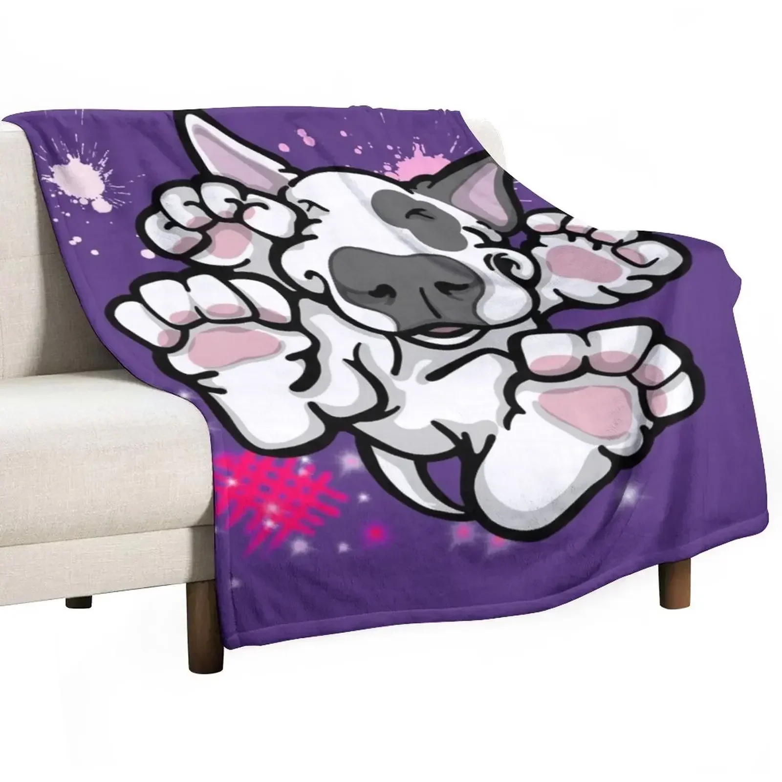 Bullterrier Surprise Pink Throw Blanket funny gift manga Blankets