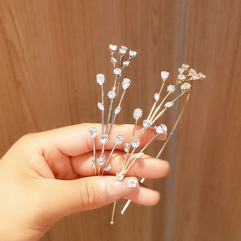 FORWOT Hairbands Zircon Rhinestone Flower Hair Hoop Elastic Hair Band Headband Crystal Metal for Women Hair Accessories Jewelry