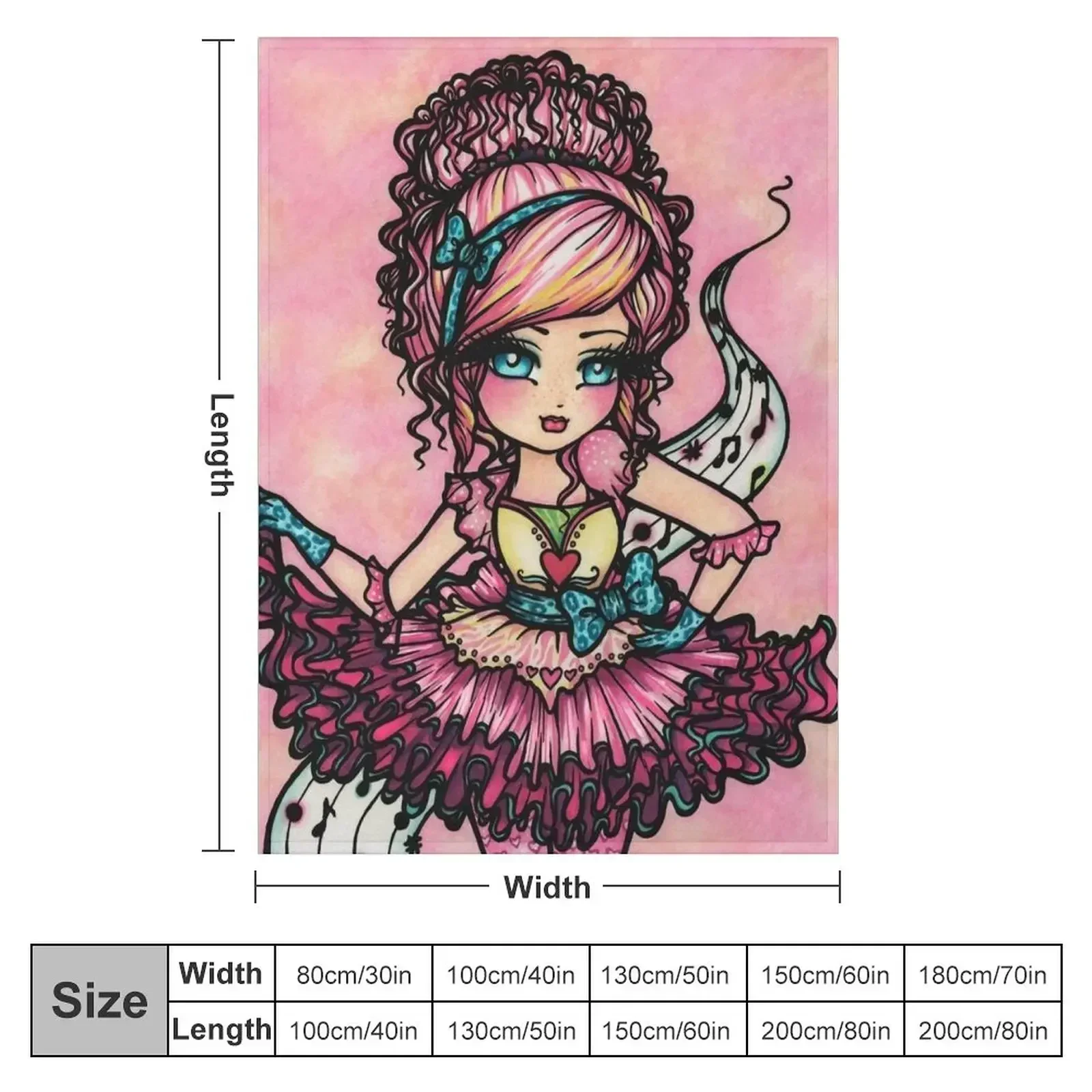 Ballerina Cutie Musical in Pink Fantasy Art Throw Blanket couch cozy soft plush fuzzy picnic outdoor blanket