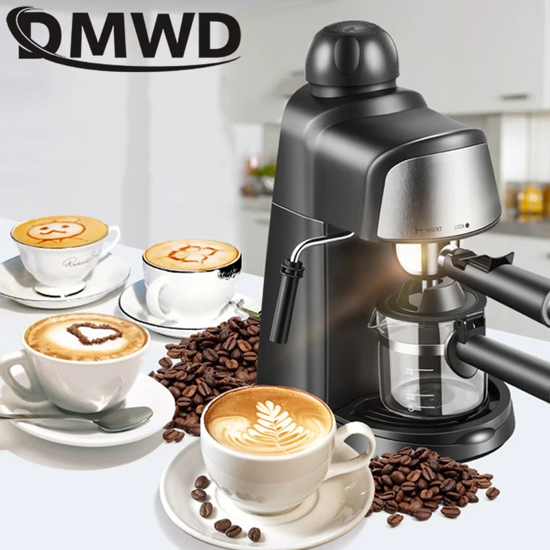 DMWD Semi Automatic Espresso Coffee Machine 5Bar Pump Pressure Italian Caffee Maker Cappuccino Latte Milk Frother