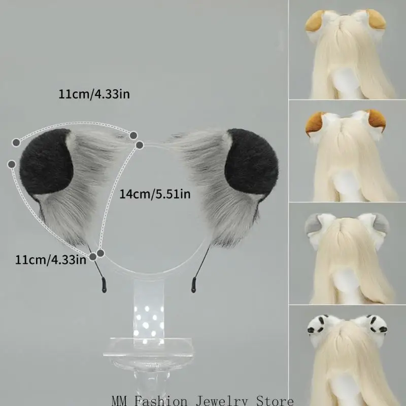 D0UB ぬいぐるみ動物ヘアバンド フロッピー子犬耳付き 快適な伸縮性のあるデザインテーマコスチュームアクセサリー 女性と女の子用