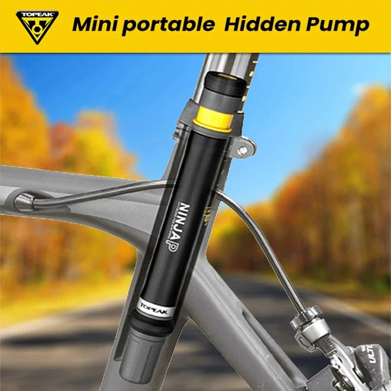 Topeak NINJA P Bicycle Pump 160psi Mini Portable Hidden Pump CNC Alloy Bike Pump Presta Valve Tire Inflator Cycling Hand Pump