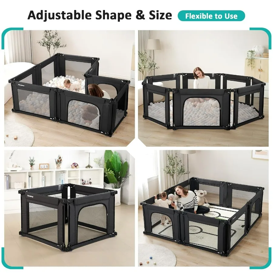 Doradotey Box per bambini Forma Dimensioni regolabile Grande parco per neonati per neonati e bambini piccoli Recinzione per box pieghevole per interni Gioca Cen