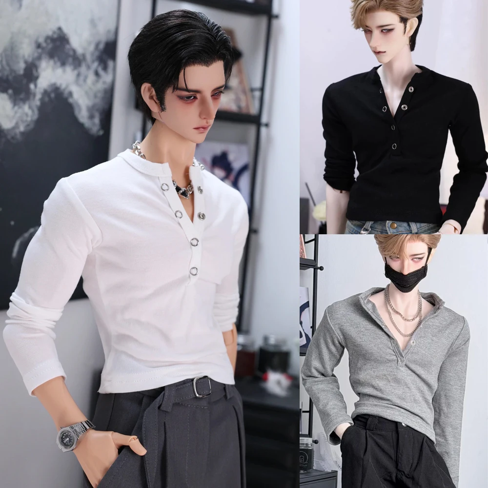 D10-P095 Children Handmade Toy Uncle ID75 Am77 BJD/SD Doll's Clothes V-Neck Button Top 1Pcs