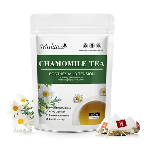 Mulittea 100% Natural Herbal Chamomile Supplement Help Digestion and Restful Sleep Relaxation Brain Boost Immunity Vegan