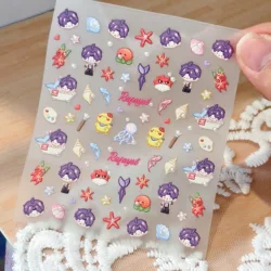 Love and Deepspace Qi Yu Shen Xinghui Li Sheng Rhinestone Pearl Nail Stickers Otome Game Chibi Ice Cream Cute Nail Decal Merch