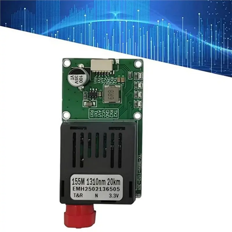 N91R-For Drones Compatible 2Pcs TTL Optical Transceiver Module DC 5.5-26V FC RX/TX/AV/VCC/GND 20KM TTL To Fiber Optic Module