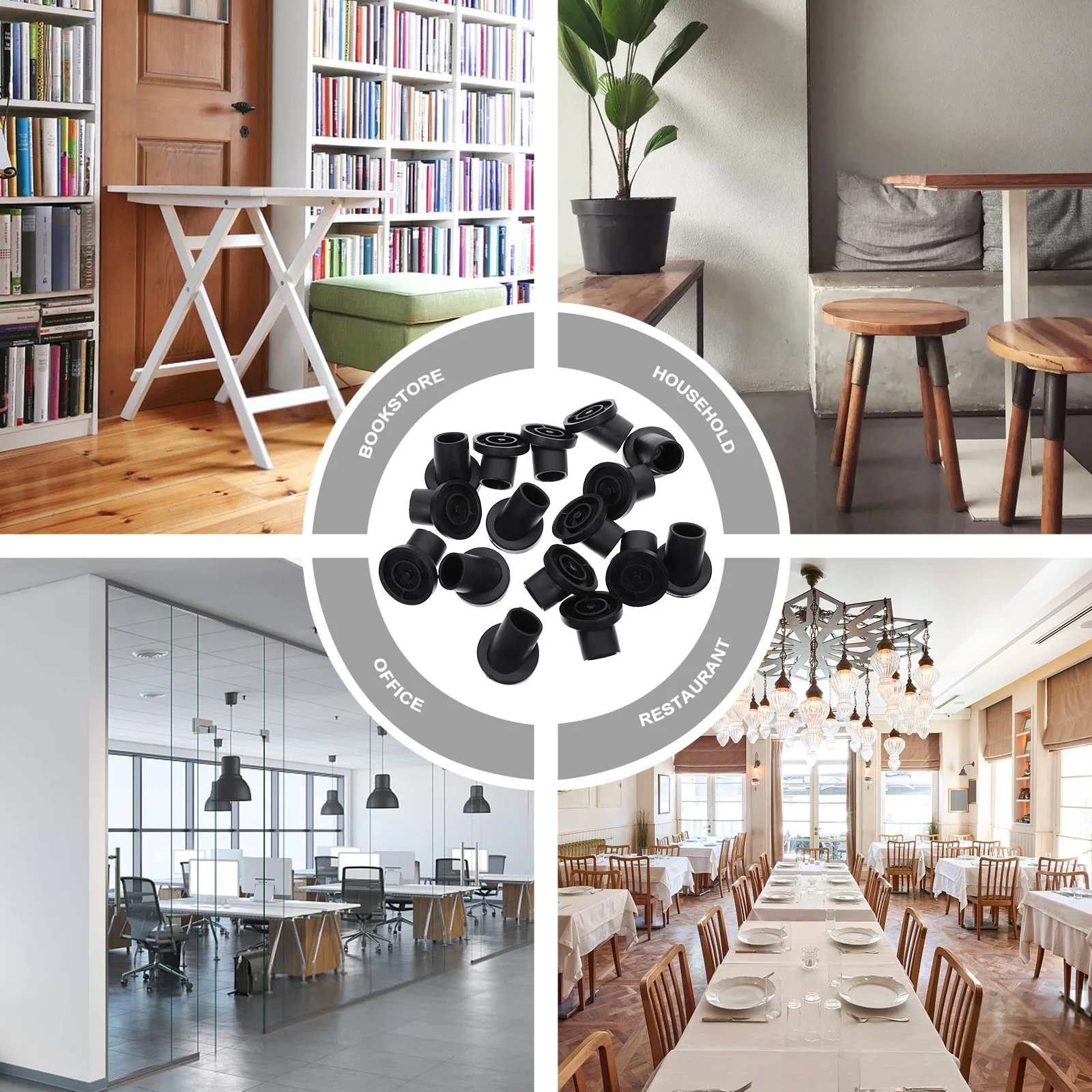 

20Pcs Rubber Furniture Feet Chair Leg Protectors Tilted Floor Covers Non-Slip Furniture Stoppers for Tables Chairs