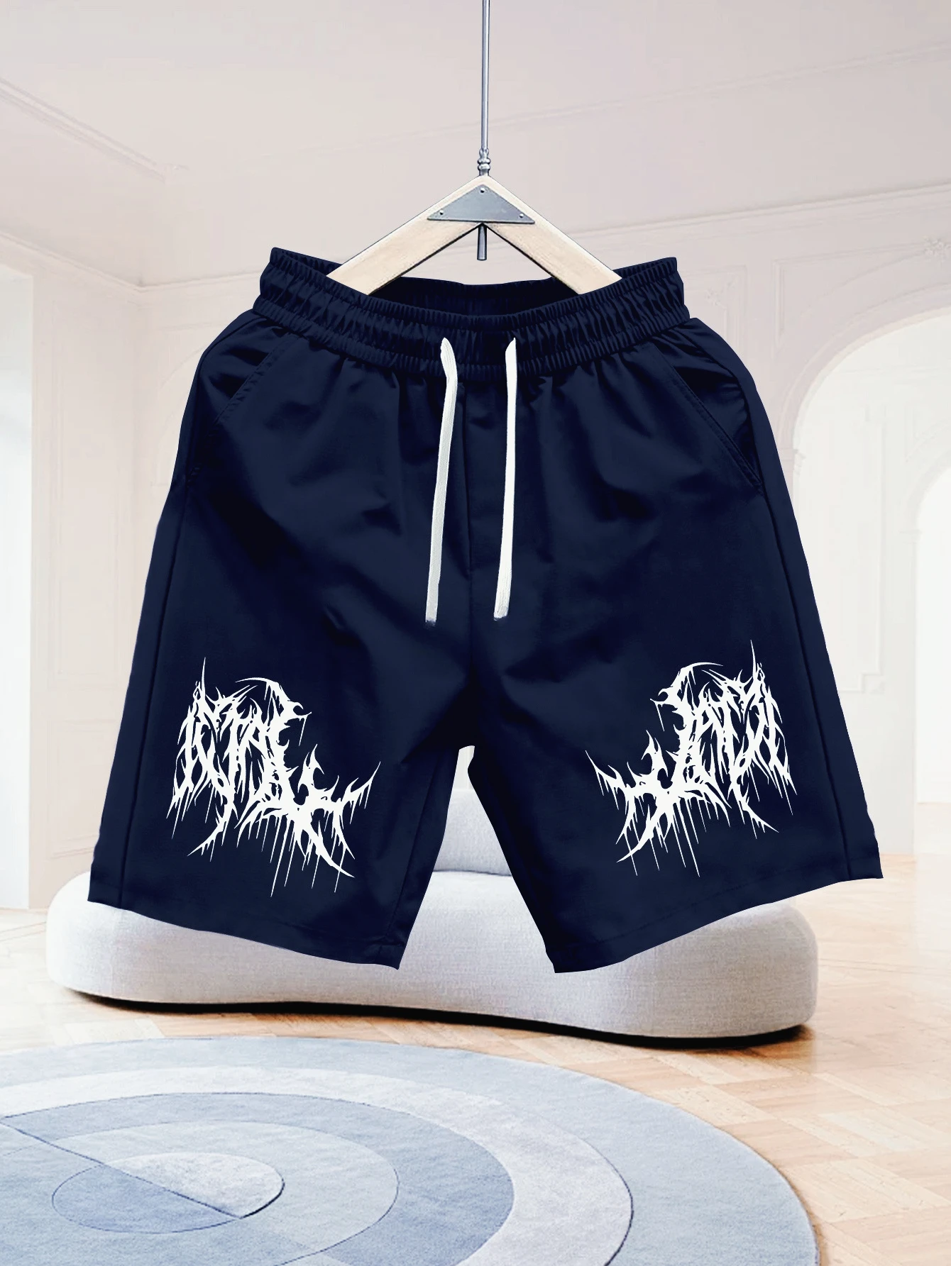 شورت رجالي كاجوال بنمط هندسي تجريدي. فضفاض مناسب، مثالي للأنشطة الخارجية والعطلات، شورت رياضي #2