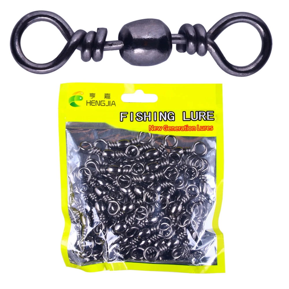 50PCS/Heavy Duty Fishing Barrel Swivel Size 1-16 High Strength Marine Connector Solid Ring Fishing Swivel for Carp Bass