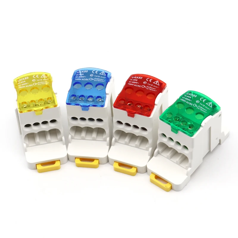 UKK80A 690V DIN Rail Terminal Block Split Junction Box One In Many Out Distribution Box High Current Electrical Wire Connector