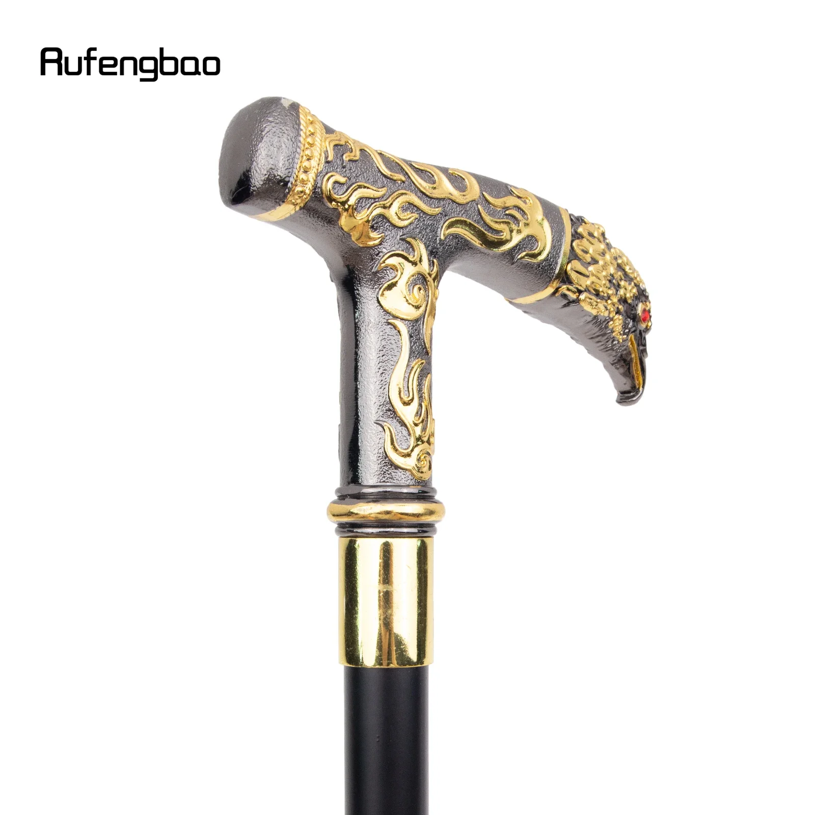 Golden Black Eagle Red Eye Pattern Walking Stick Party Fashion Elegant Walking Stick Decorative Cospaly Cane Knob Crosier 90cm