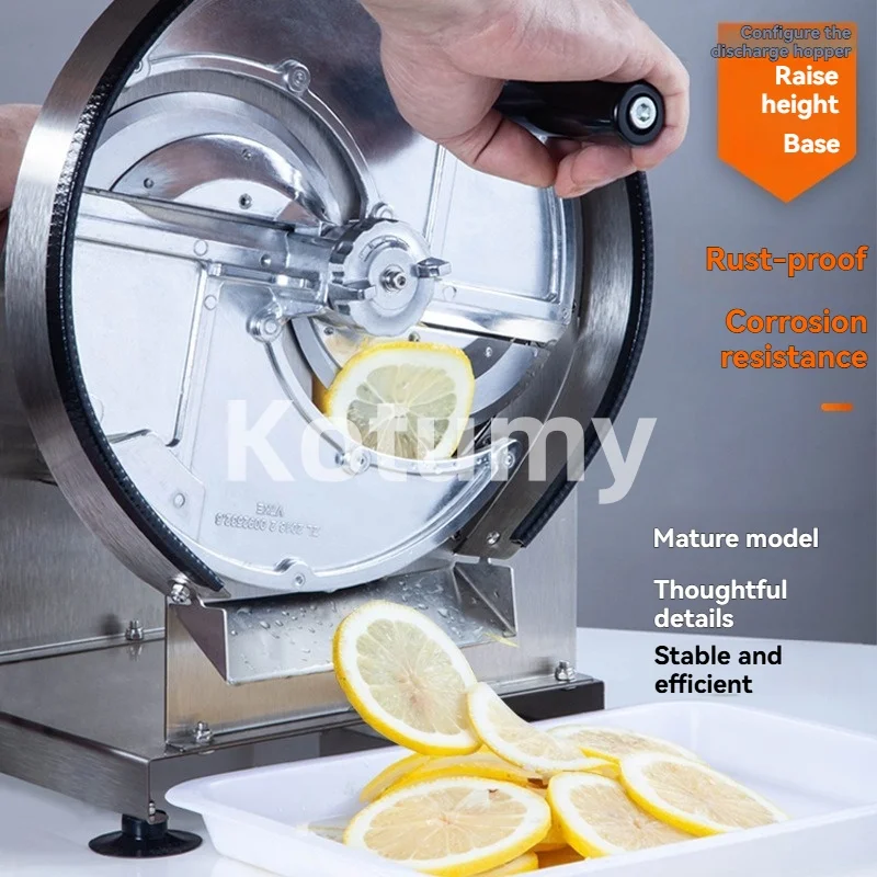 Adjustable Thickness Stainless Steel Lemon Slicer, Manual Fruit Vegetable Slicer for Potato Radish Ginger Garlic, Safe Anti-Slip