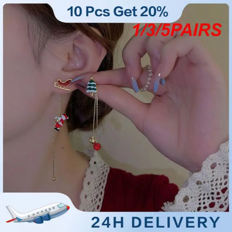 1/3/5PAIRS Asymmetric Earrings Comfortable To Operate Unique And Beautiful Climbing Santa Claus Earrings- Christmas Earrings