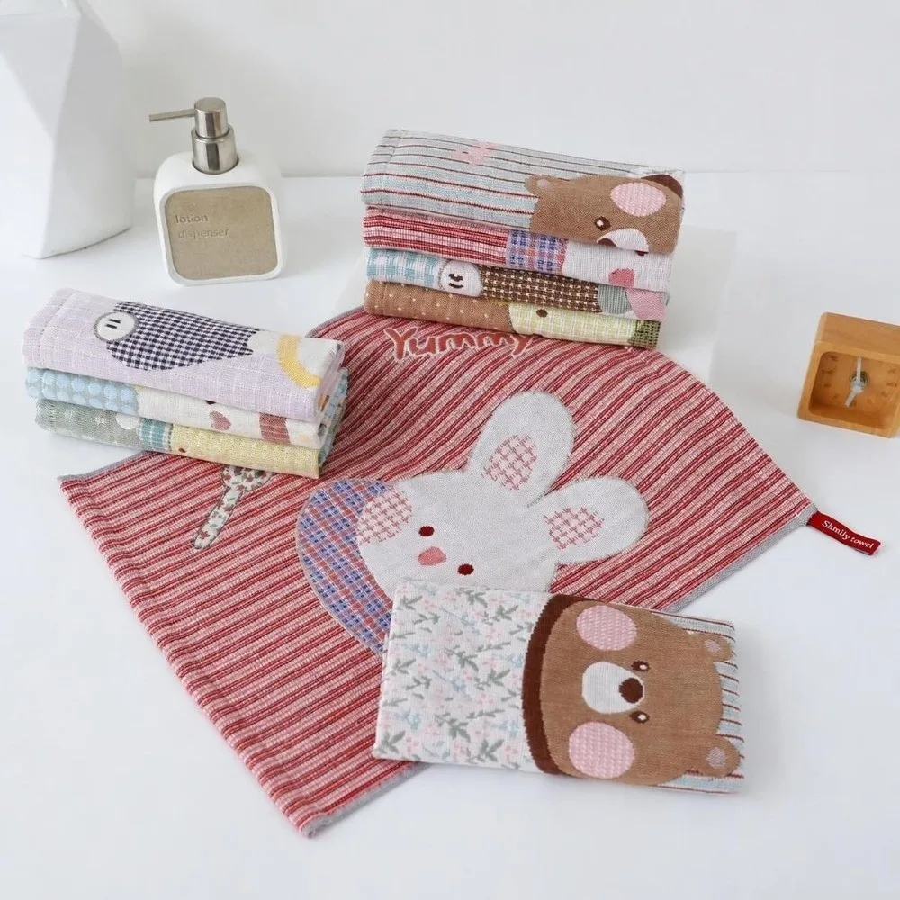 34x40cm Large Hand Towel Cartoon 4 Layer Cotton Gauze Kitchen Towel Decorative Quick Dry Pure Cotton Dish Cloth