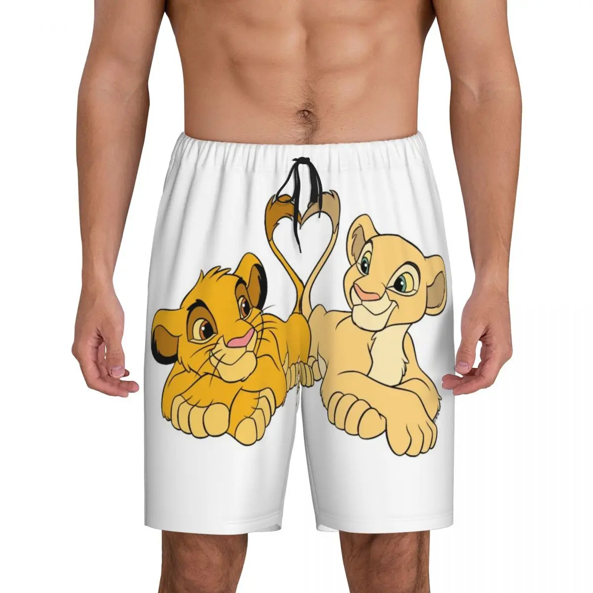 Custom The King Lion Pajama Bottoms Men's Simba And Nala Lounge Sleep Shorts Stretch Sleepwear Pjs with Pockets