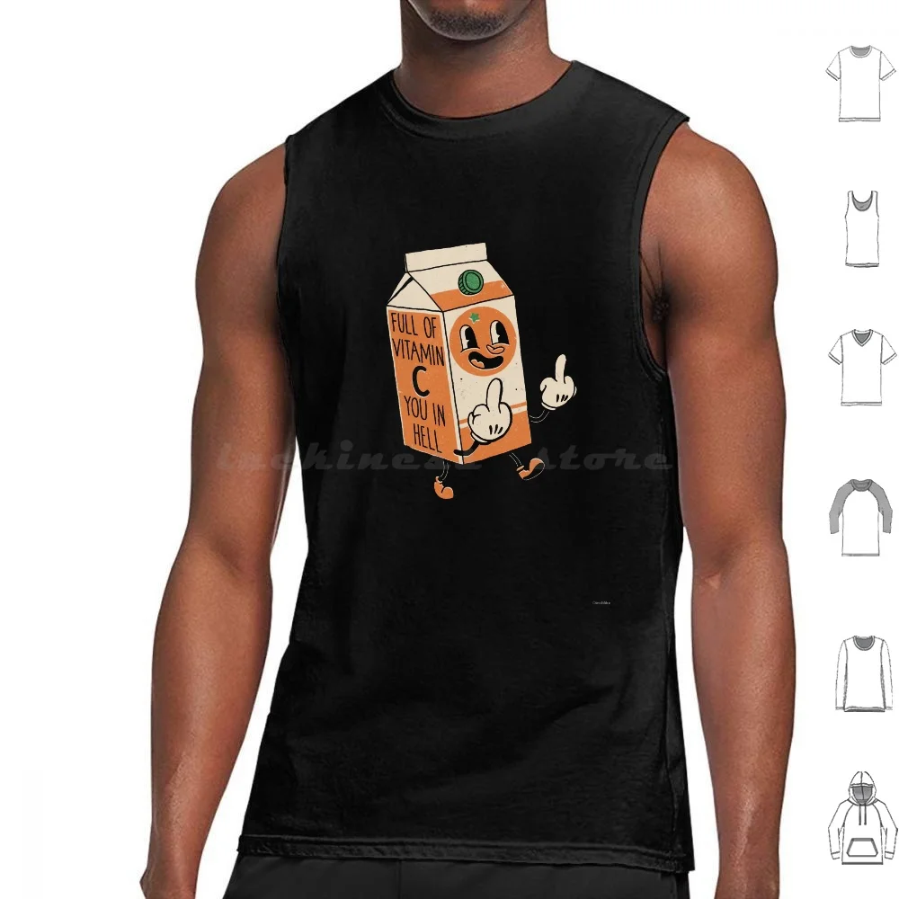 

Vitamin C You In Hell Tank Tops Print Cotton Fruit Healthy Vegan Veganism Orange Vitamin Retro Vintage Funny Humor