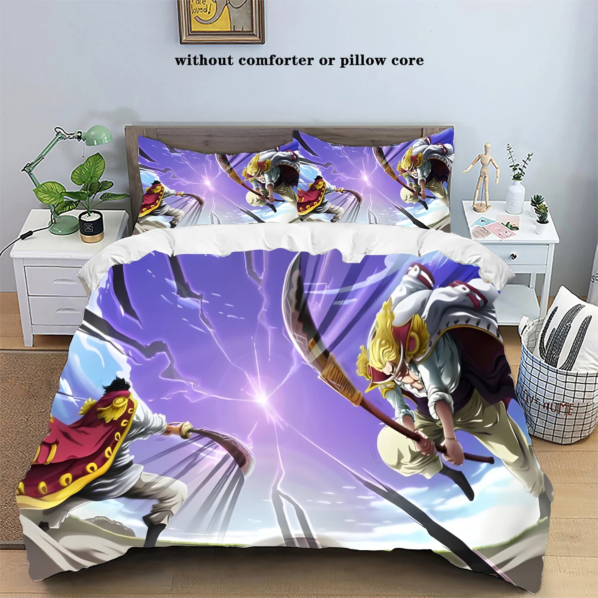 One Piece Cartoon Anime Luffy Bedding Set Quilt Duvet Cover Pillowcase Kids Bed Roronoa Zoro Comfortable Bed Set Twin King