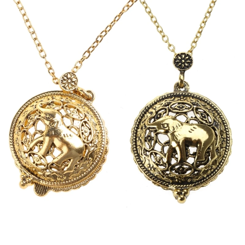 Gold Plated Antique Design Glass Pendant Long Chain Necklace Parents Grandma Birthday Gift Present Dropship