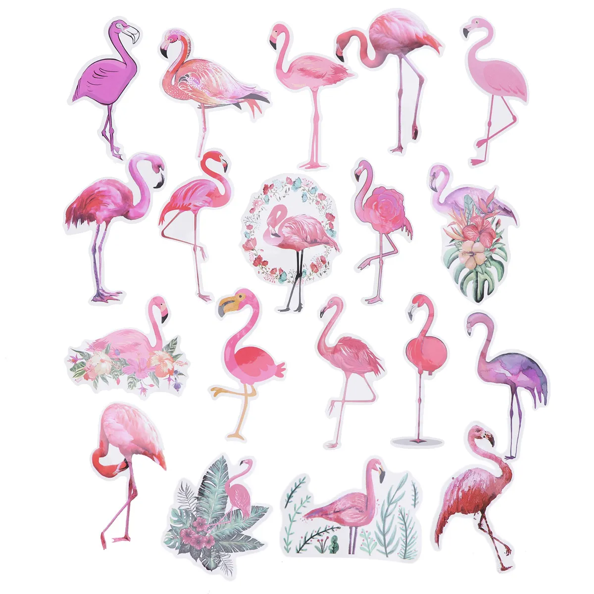 19 pegatinas de PVC impermeables con diseño de flamenco rosa para equipaje, portátil, teléfono, maleta de viaje, parachoques, bicicleta, monopatín, regalos