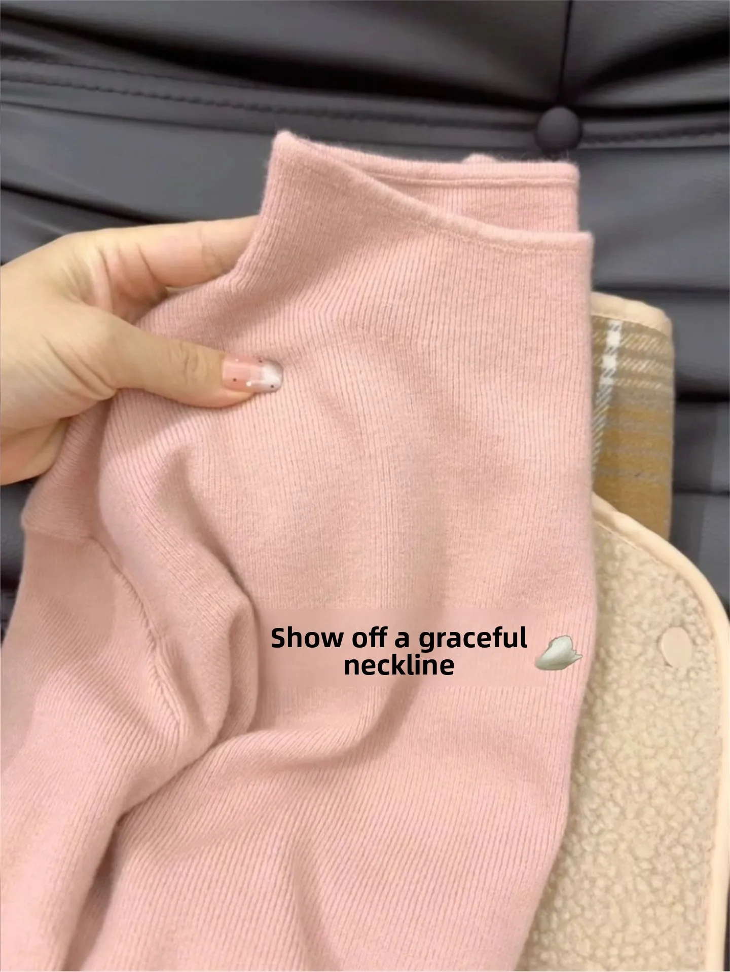 Mint Wave a Gestricktes langes Sve-Thermooberteil mit hohem Kragen und weichem, gemütlichem Innenbekleidungs-T-Shirt für Damen