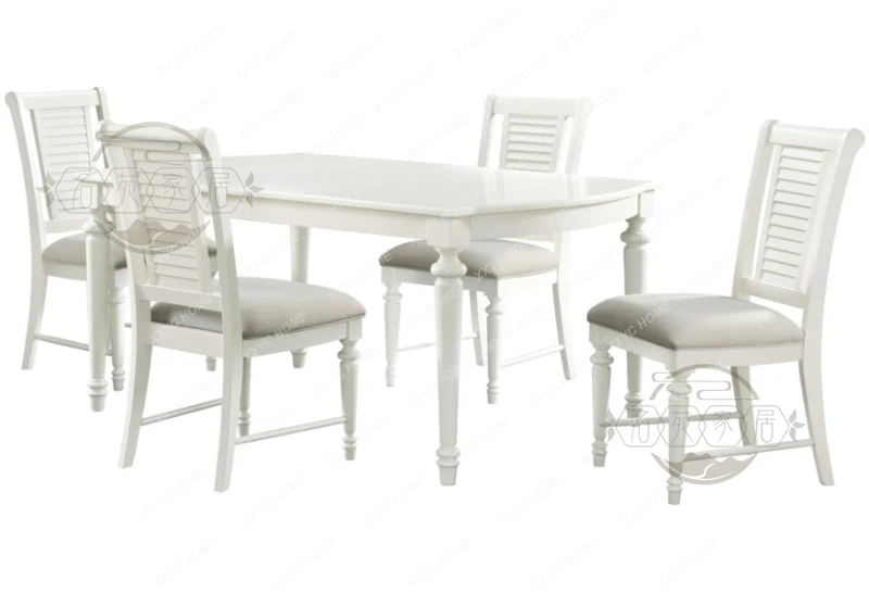 LX country retro white fashion square round dining table solid wood simple craftsmanship