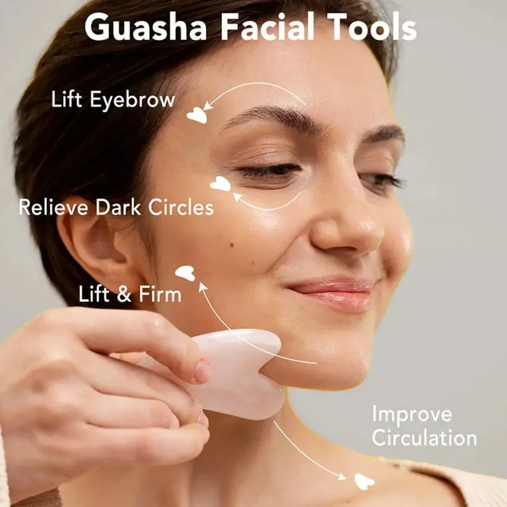 2 ชิ้นเรซิ่นลูกกลิ้งนวดหน้า Guasha ชุดเครื่องนวดหน้าความงามขูด Face Roller ยกคอ Body Skin Care เครื่องมือ