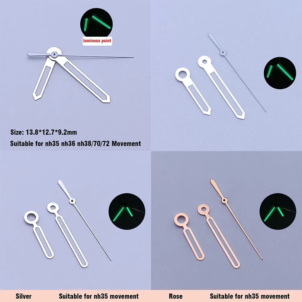 Зеленые светящиеся часы, аксессуары для рук, стрелки для NH35 NH36, автоматический механизм, аксессуары для часов, запчасти для наручных часов