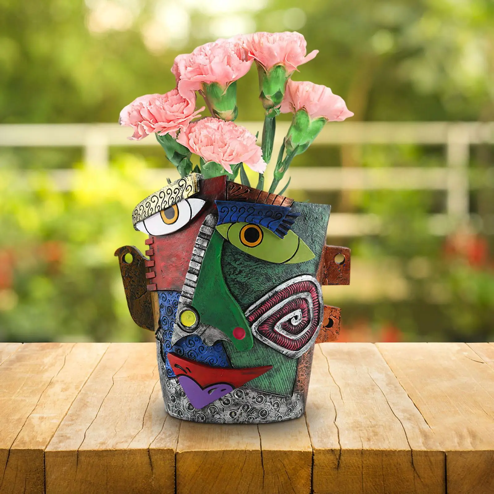 

Abstract Face Plant Pot Flower Vase Desk Modern Figurine Home Balcony Indoor Outdoor Plants Container Versatile Colorful Planter