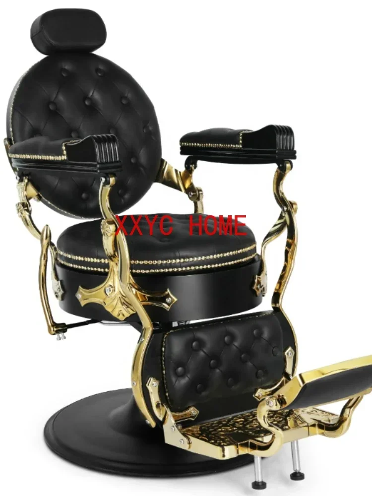 Aluminum gold barber chair  China vintage hair  chairs Comfortable king barber shop chairs