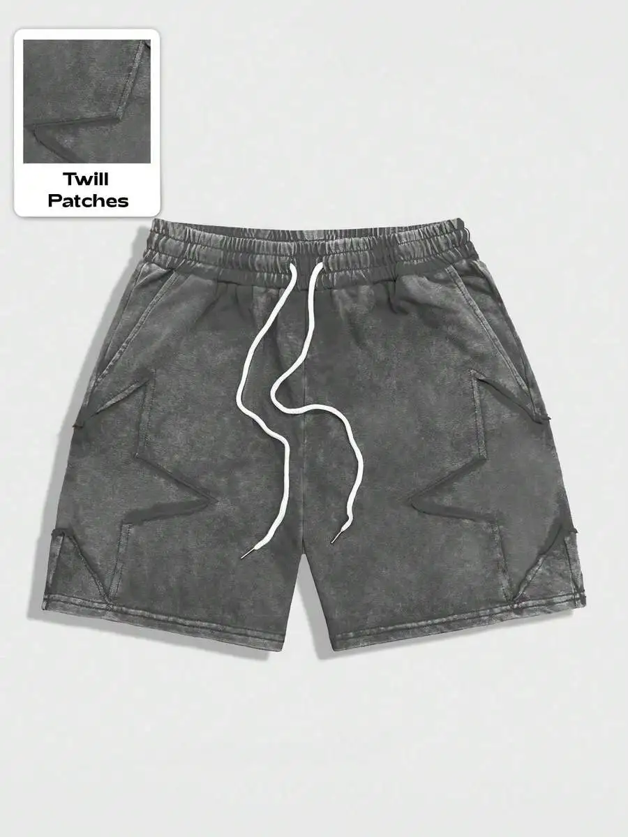

Men Casual Star Pattern Drawstring Waist Pocketed Twill Shorts Spring Summer